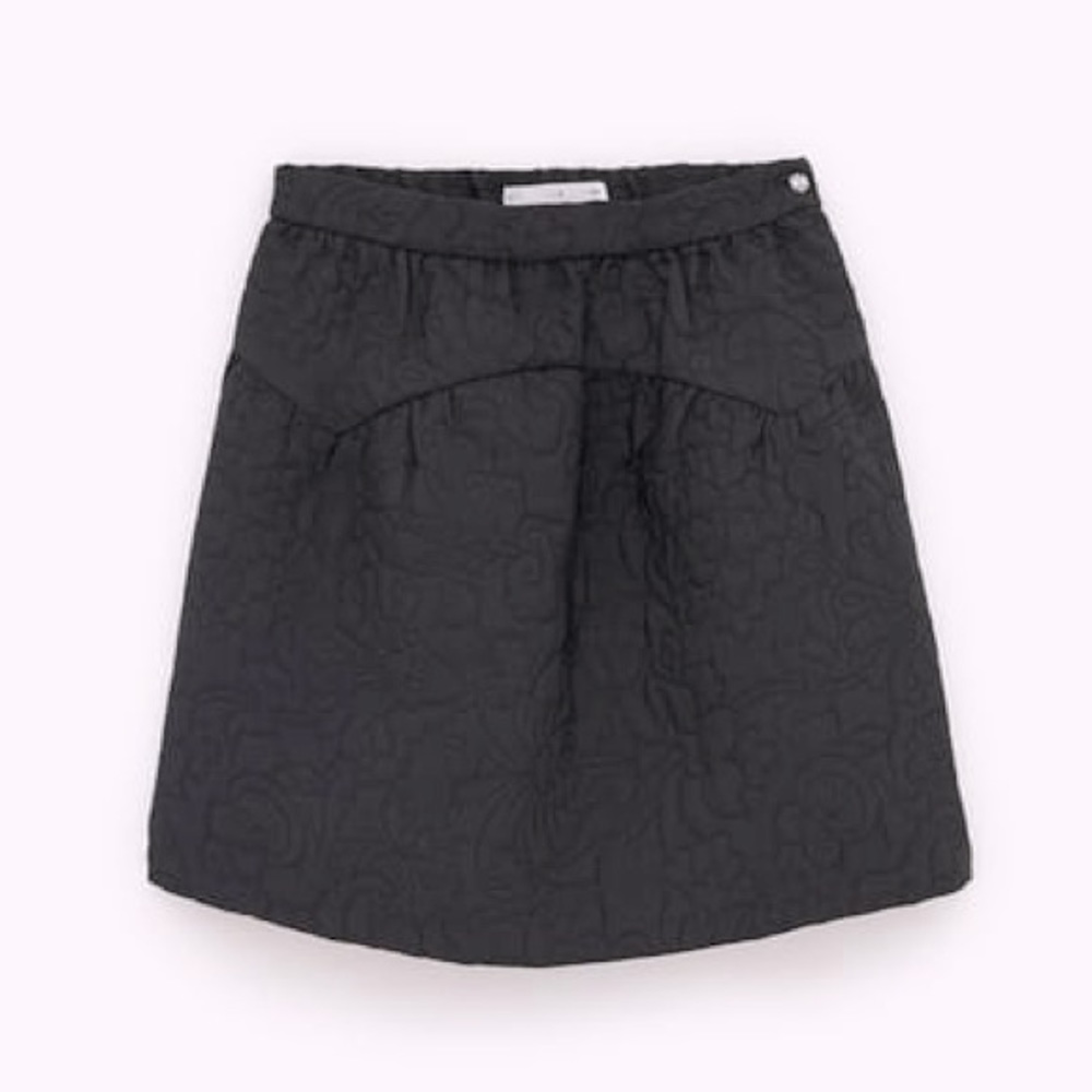 Zara Girl’s Jeweled Floral Quilted Mini Skirt Black Size 6 NEW